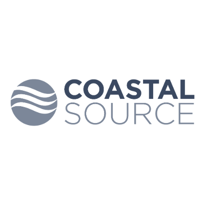 A logo depicting wavy lines within a circular icon next to the text "COASTAL SOURCE" on a transparent background.